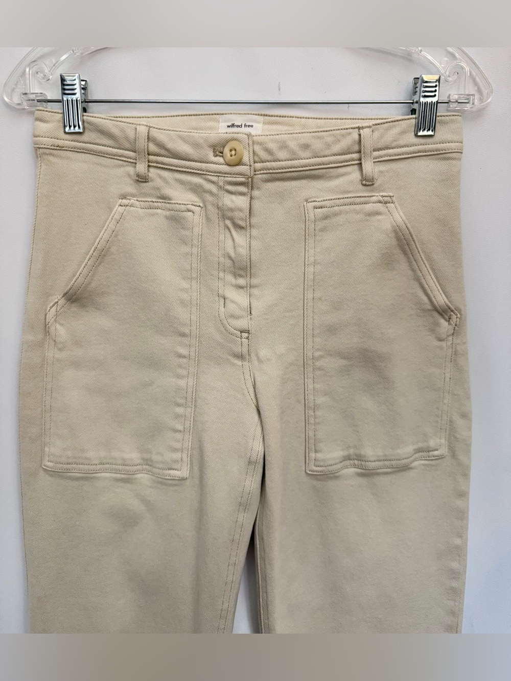 NWOT$128 ARITZIA WLFRED FREE Modern Utility Pants Women 4 29x30” Straight Beige - Picture 7 of 15